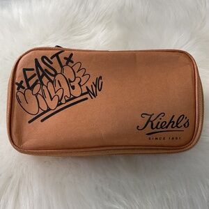 NWT Kiehl’s East Village NYC Skin Care/Makeup Travel Case With Handle/Tan/Brown